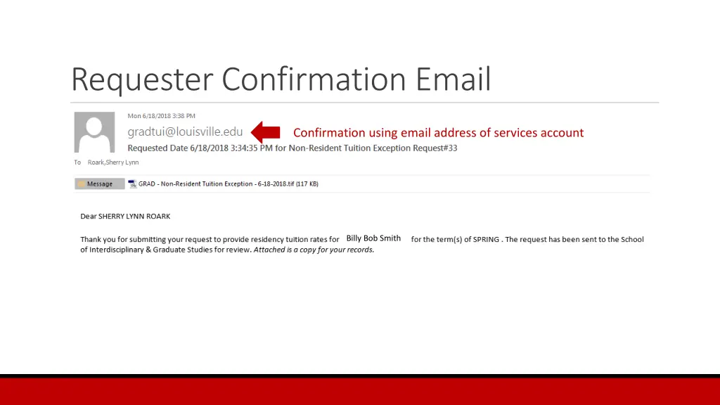 requester confirmation email