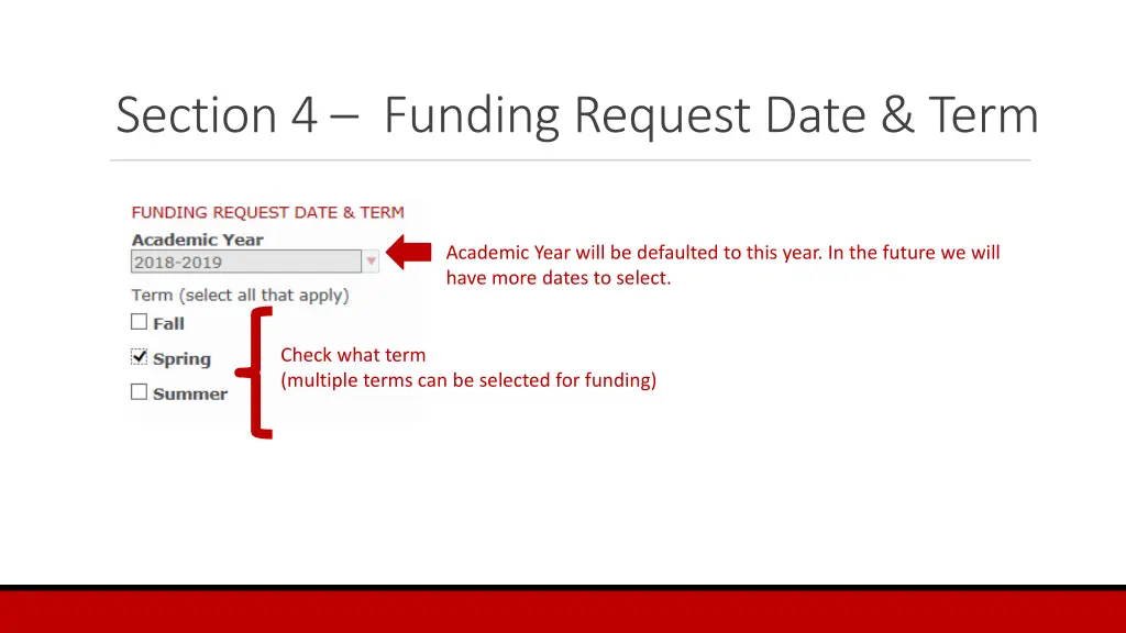 section 4 funding request date term