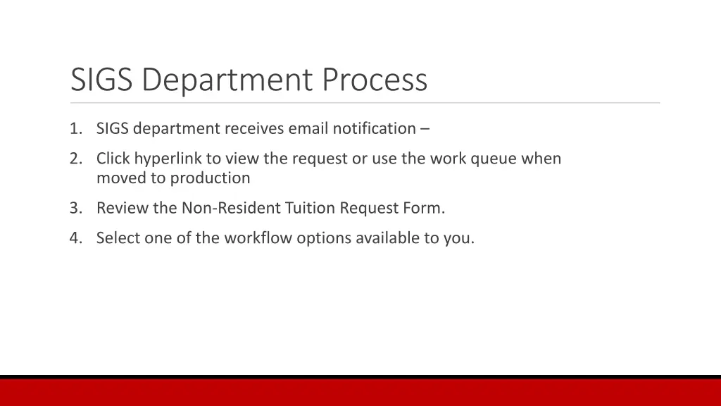 sigs department process