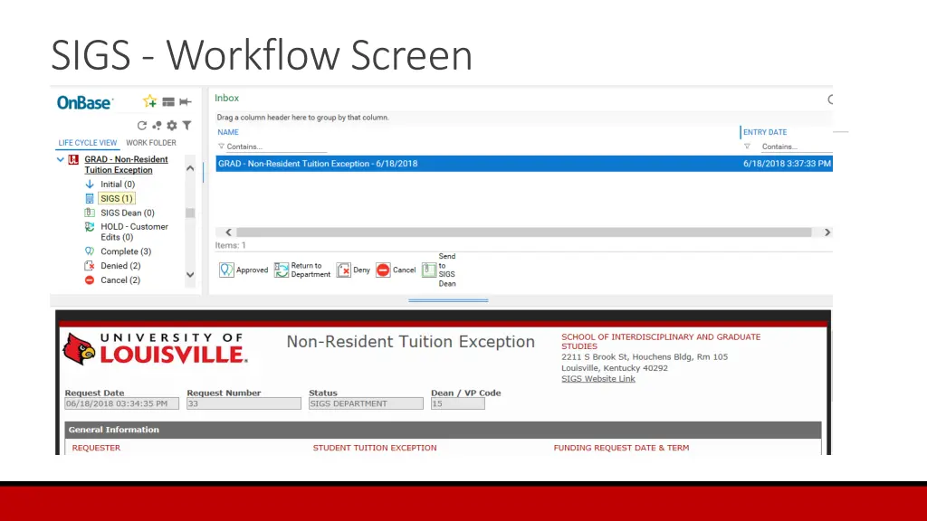 sigs workflow screen