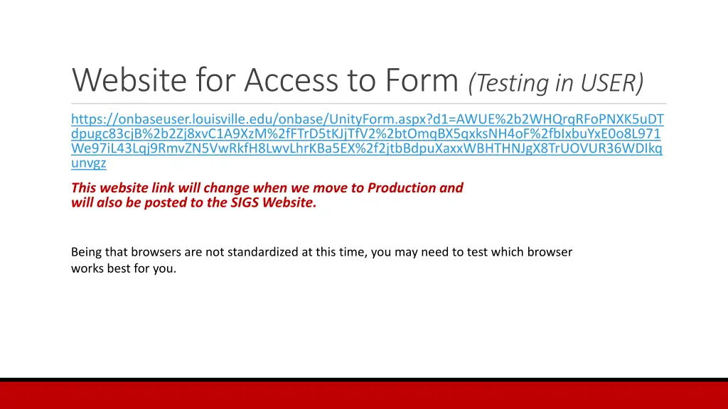 website for access to form testing in user