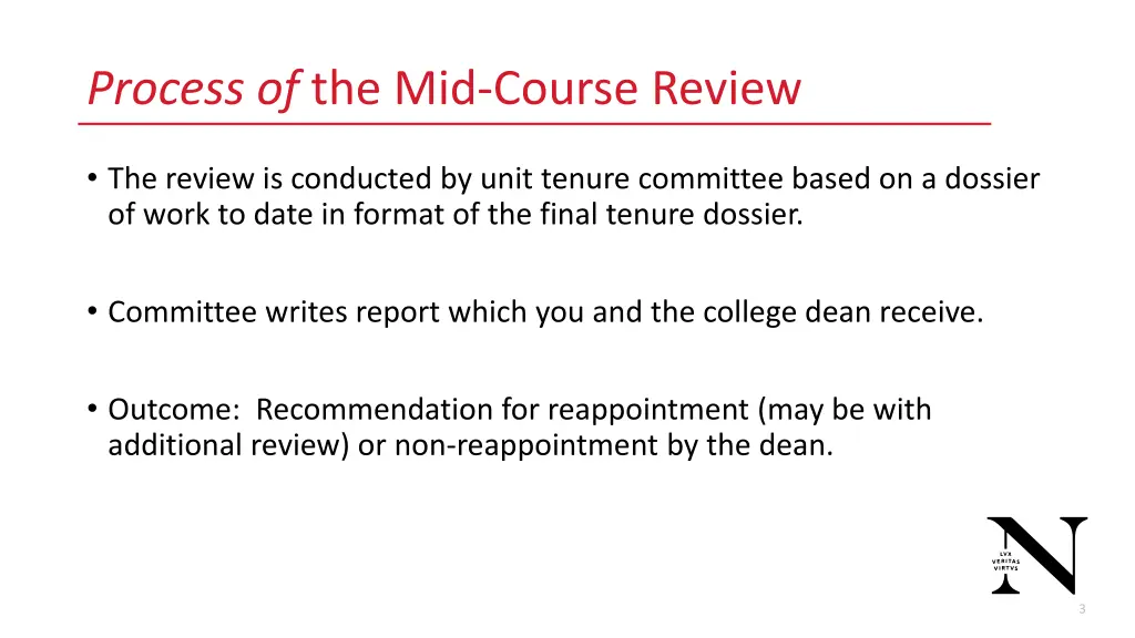 process of the mid course review