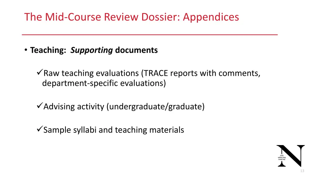 the mid course review dossier appendices