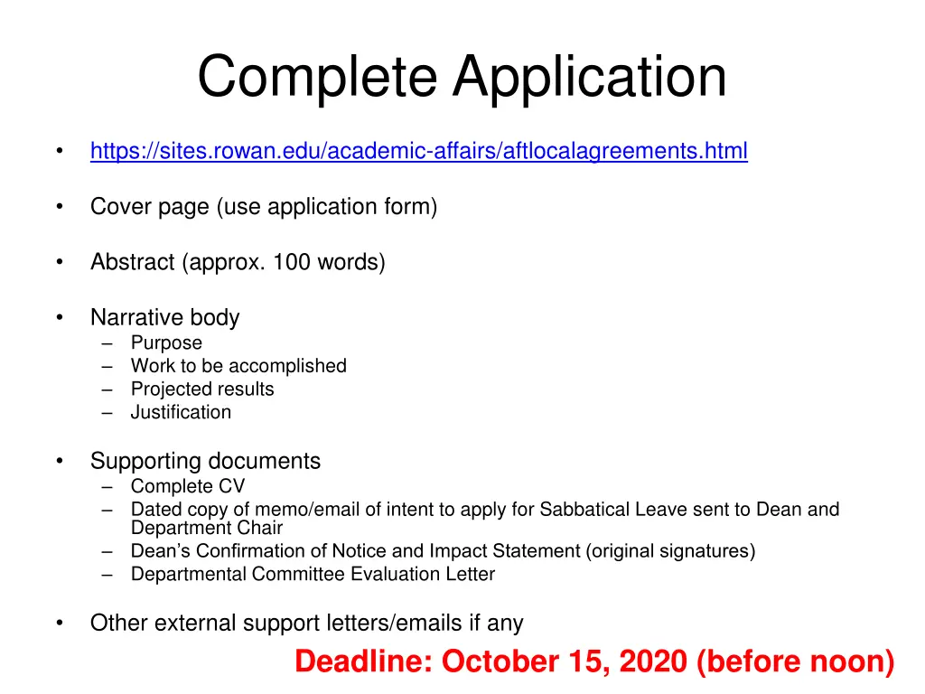 complete application