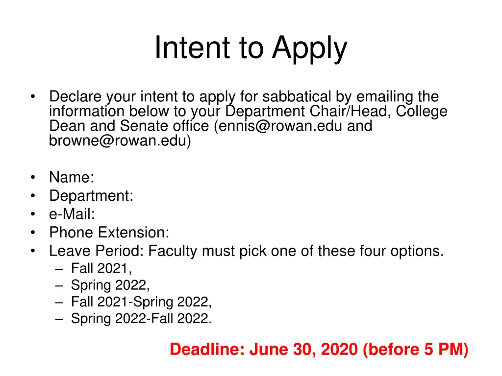 intent to apply