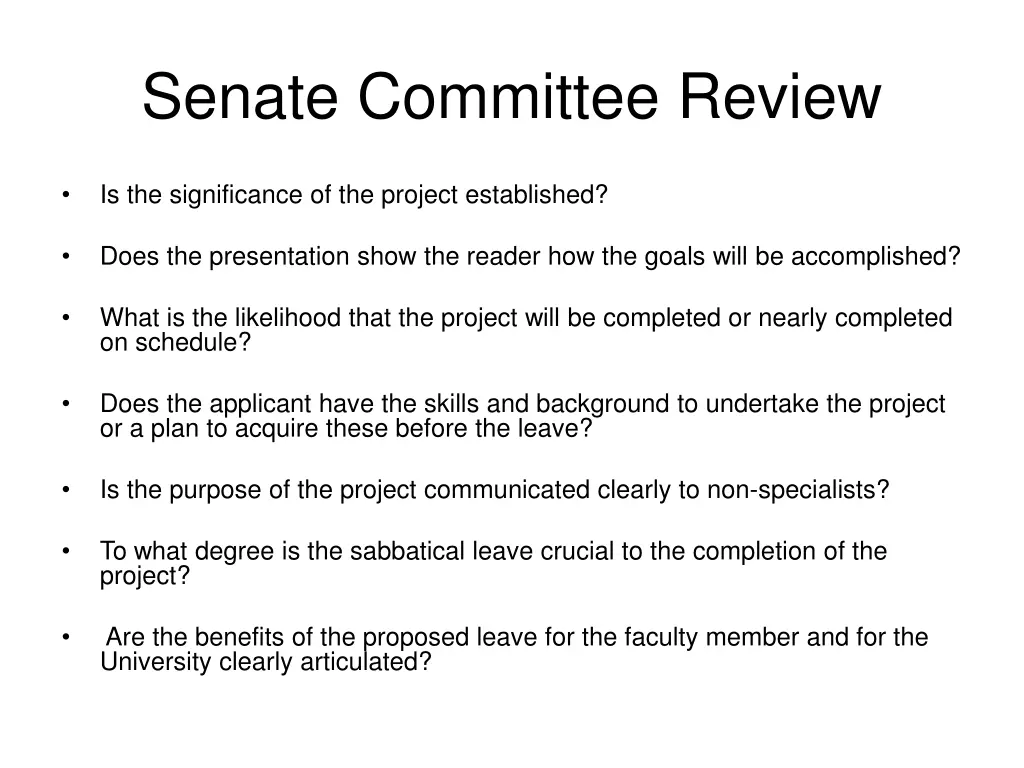 senate committee review