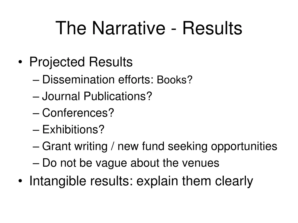 the narrative results