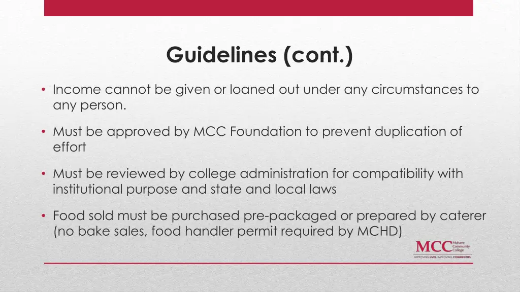 guidelines cont