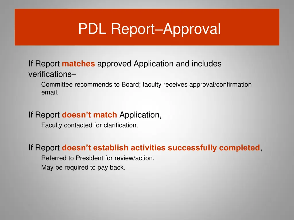 pdl report approval