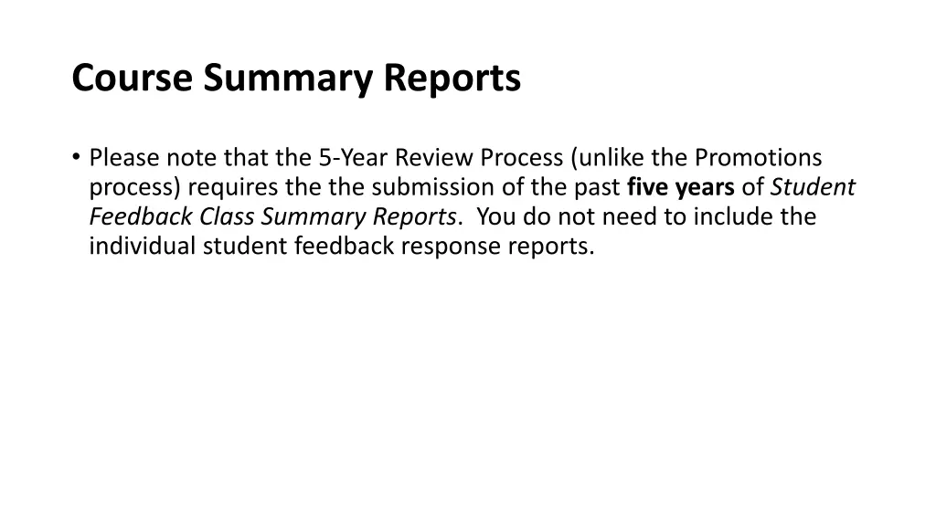 course summary reports