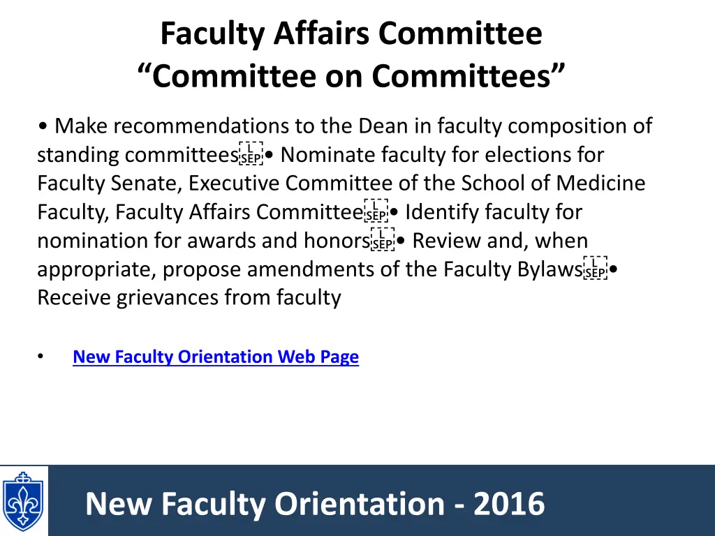 faculty affairs committee committee on committees