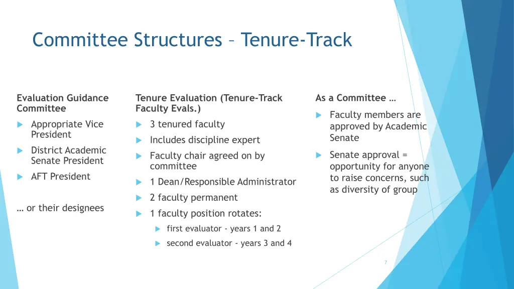 committee structures tenure track