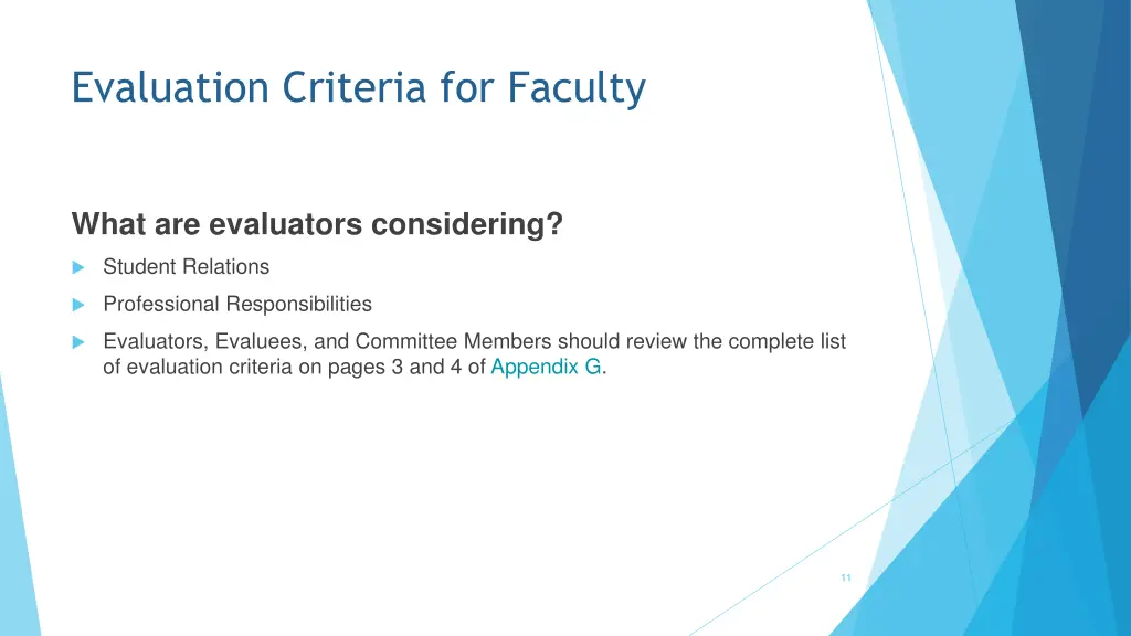 evaluation criteria for faculty