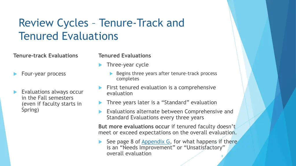 review cycles tenure track and tenured evaluations