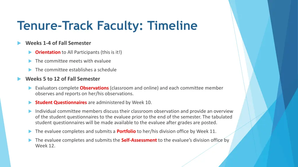 tenure track faculty timeline