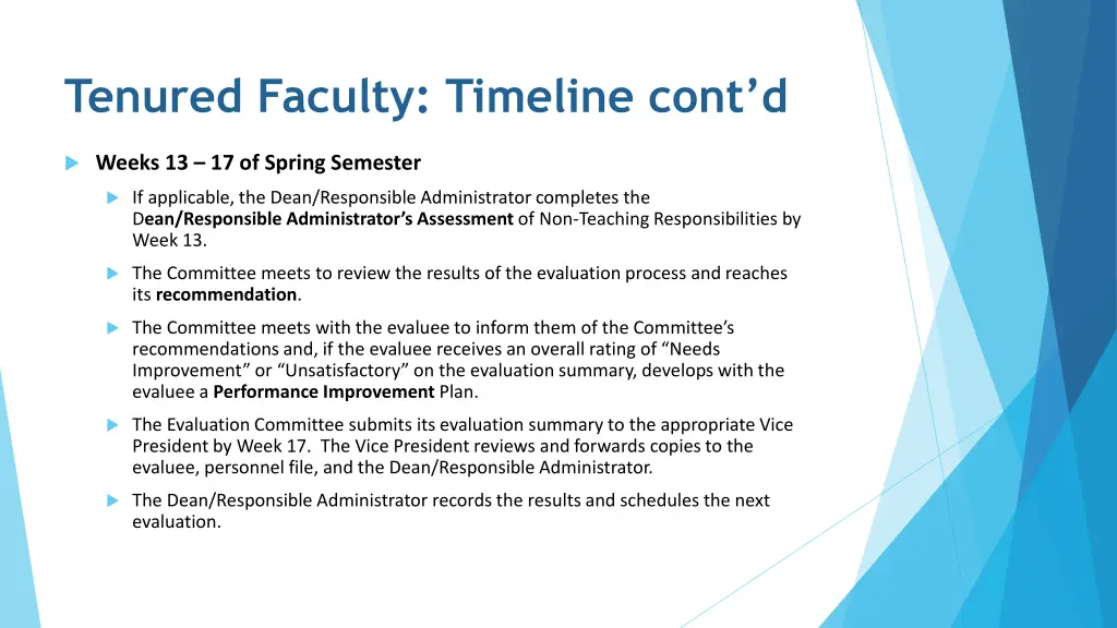 tenured faculty timeline cont d