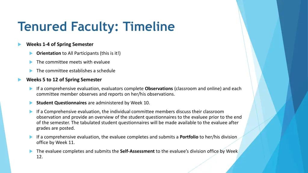 tenured faculty timeline