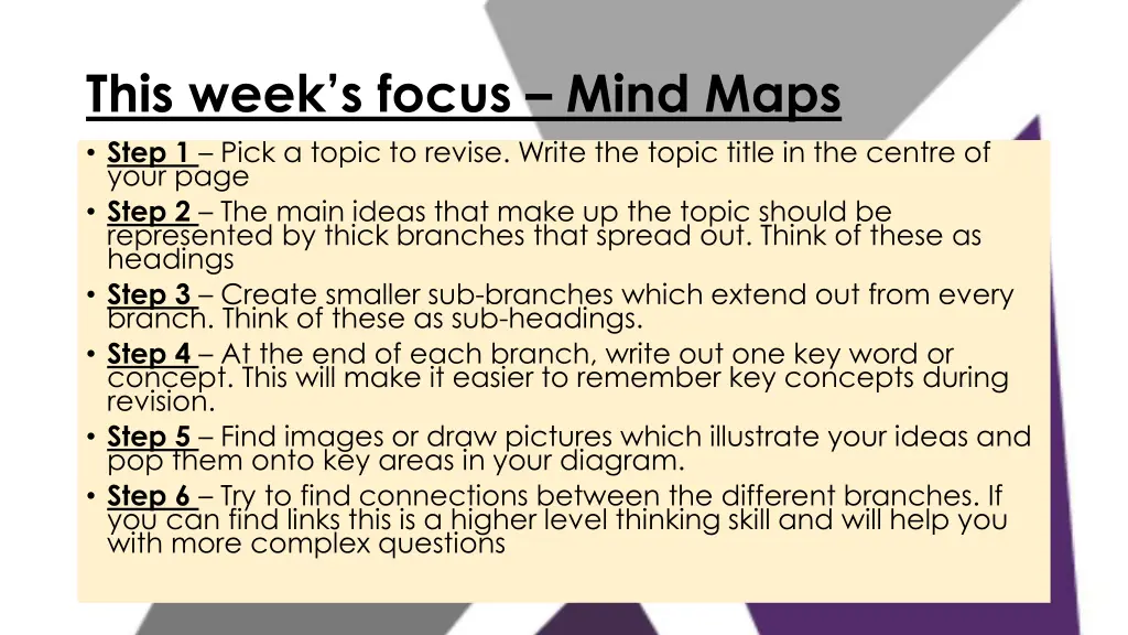 this week s focus mind maps step 1 pick a topic