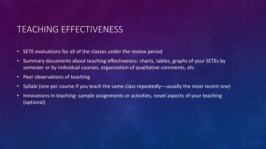 teaching effectiveness