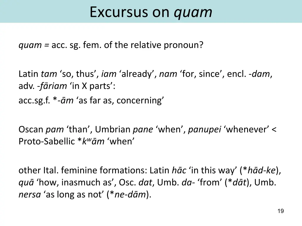 excursus on quam