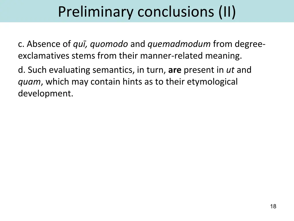 preliminary conclusions ii