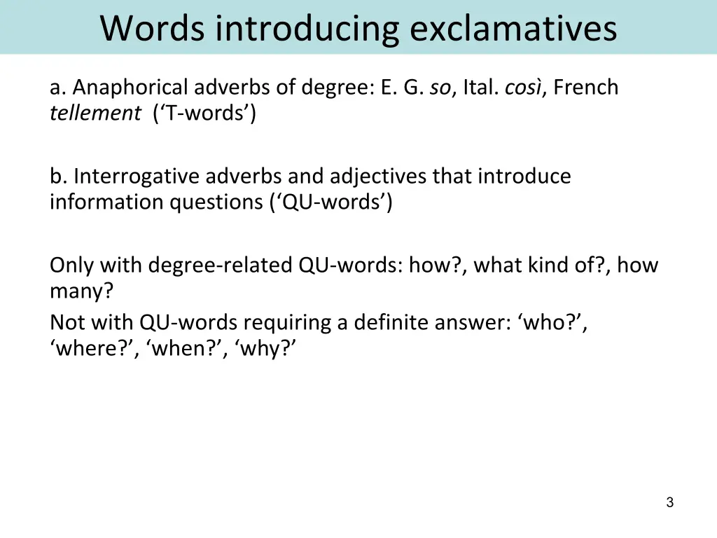 words introducing exclamatives