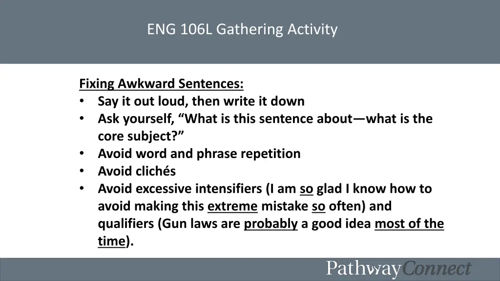 eng 106l gathering activity