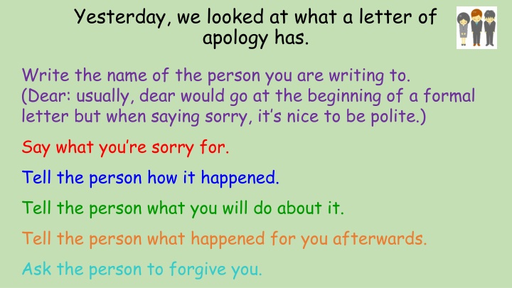 yesterday we looked at what a letter of apology