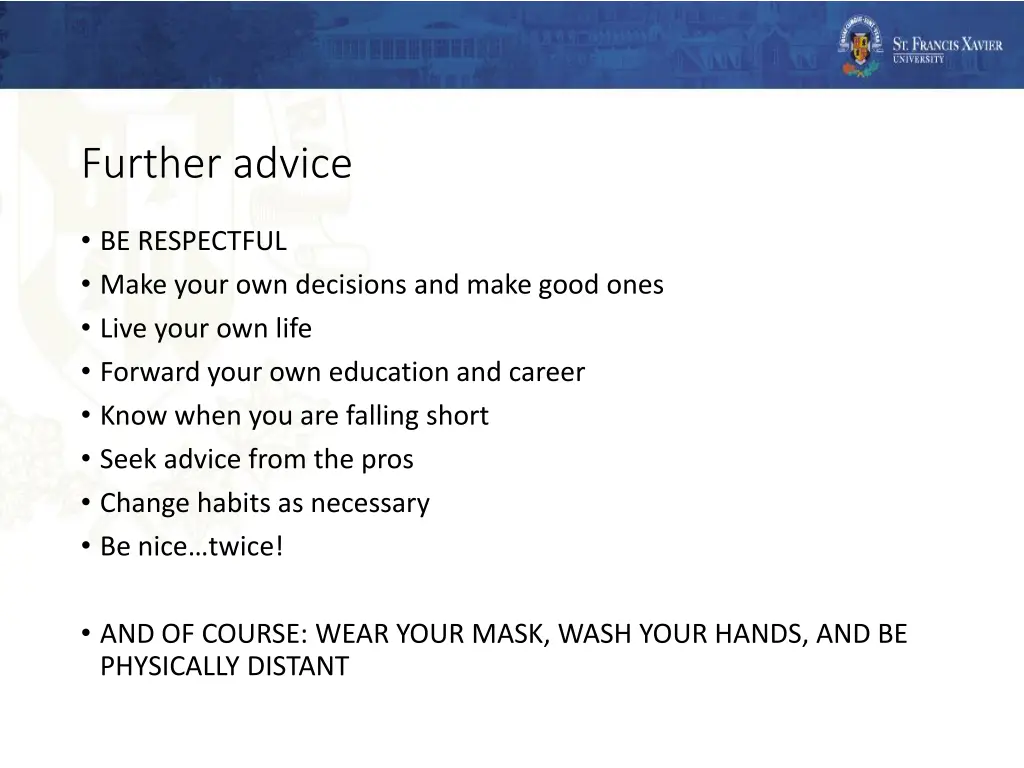 further advice 1