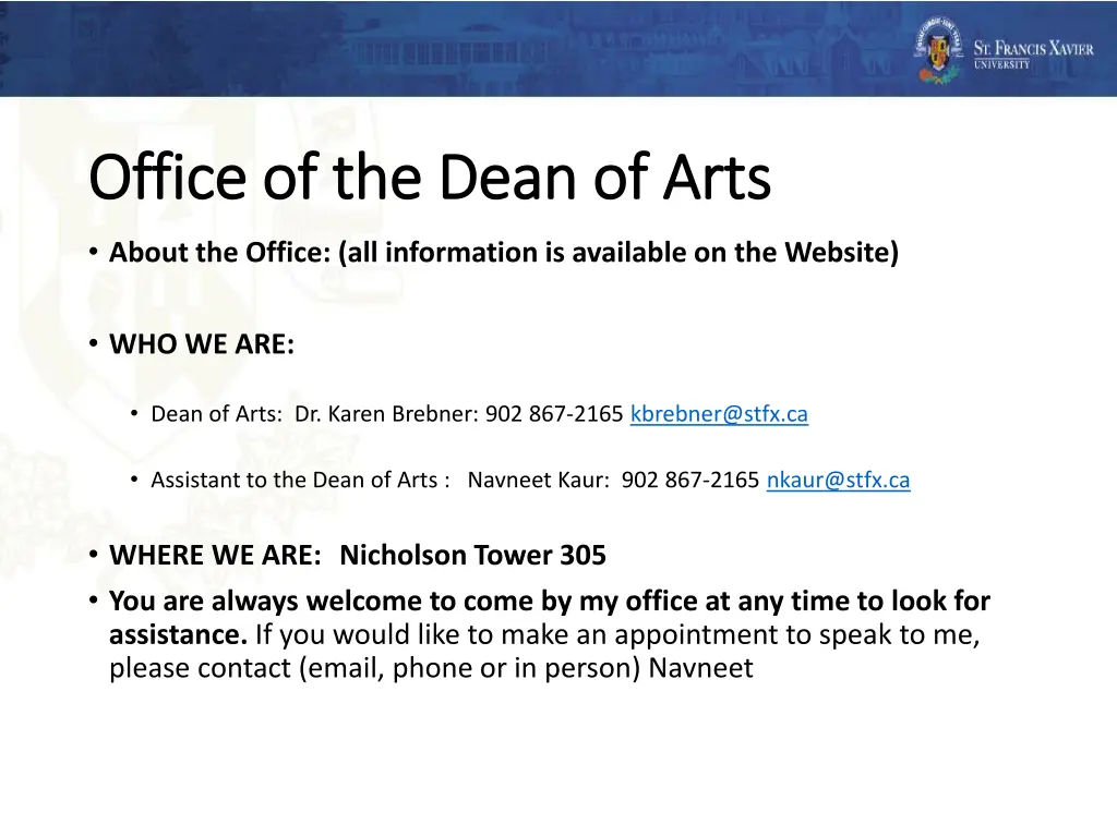 office of the dean of arts office of the dean