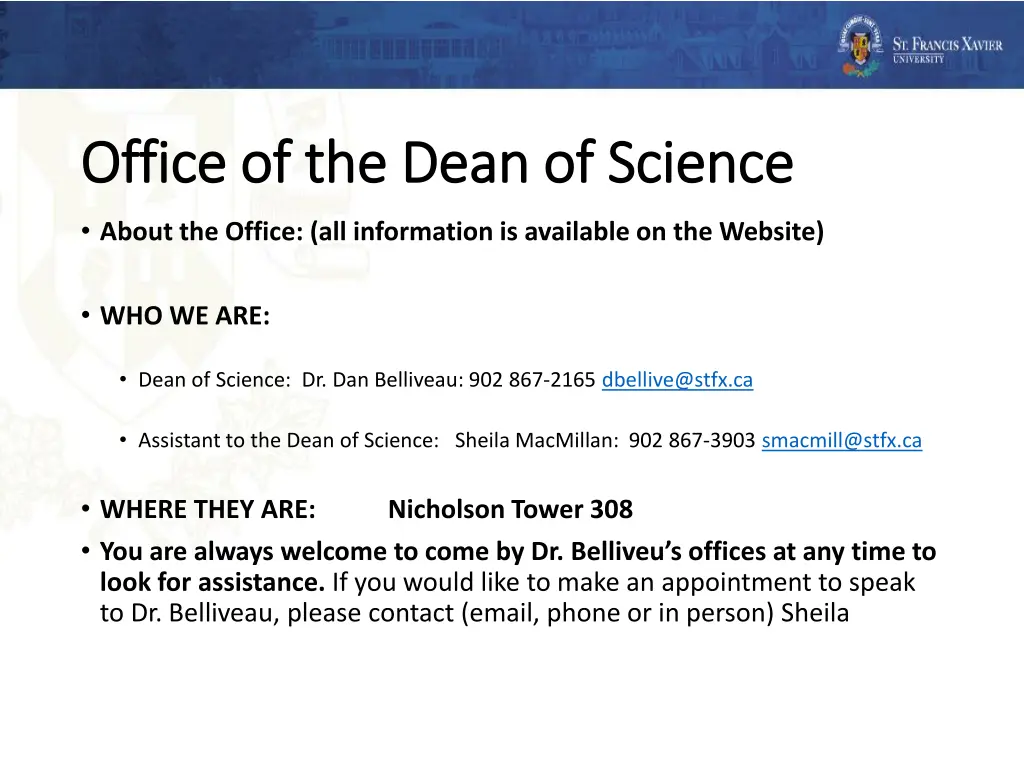 office of the dean of science office of the dean