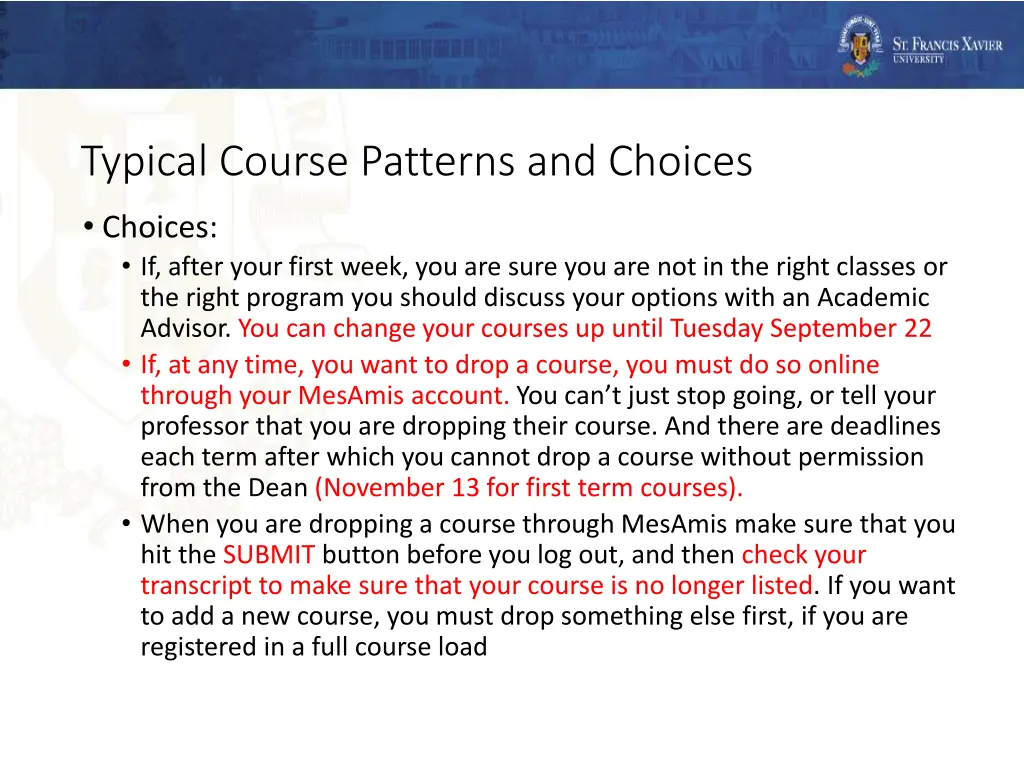 typical course patterns and choices 1