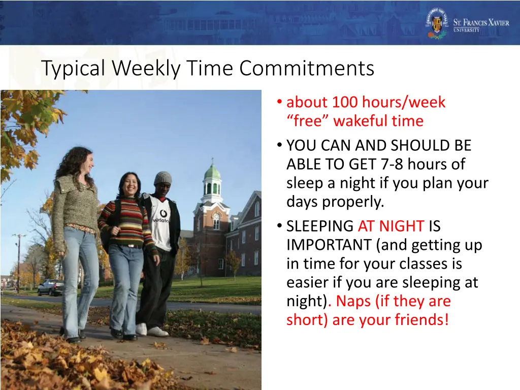 typical weekly time commitments 1