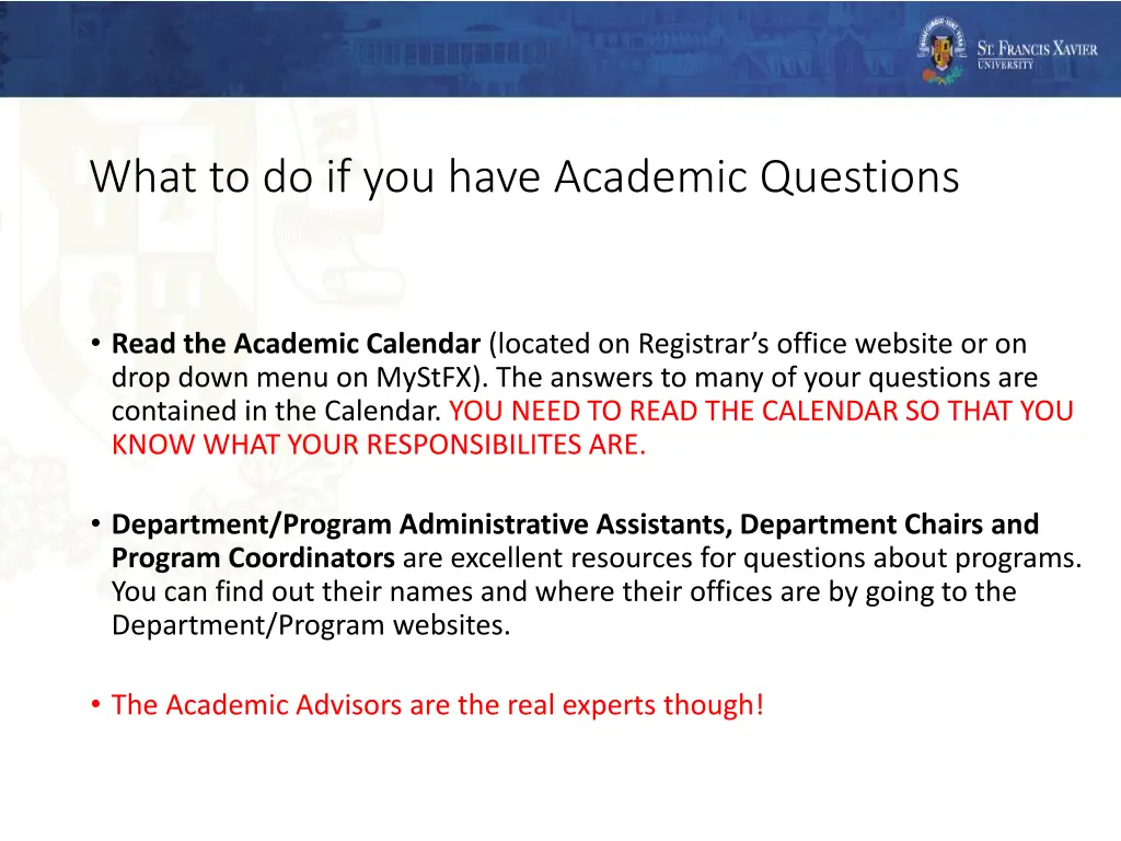 what to do if you have academic questions