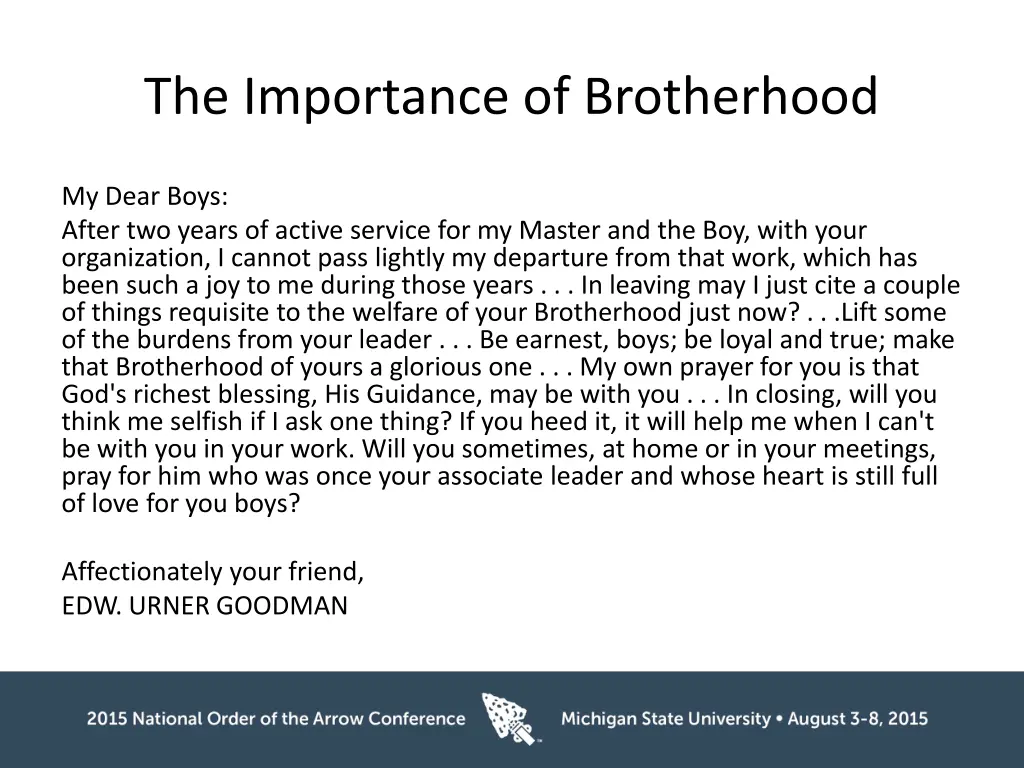 the importance of brotherhood 1