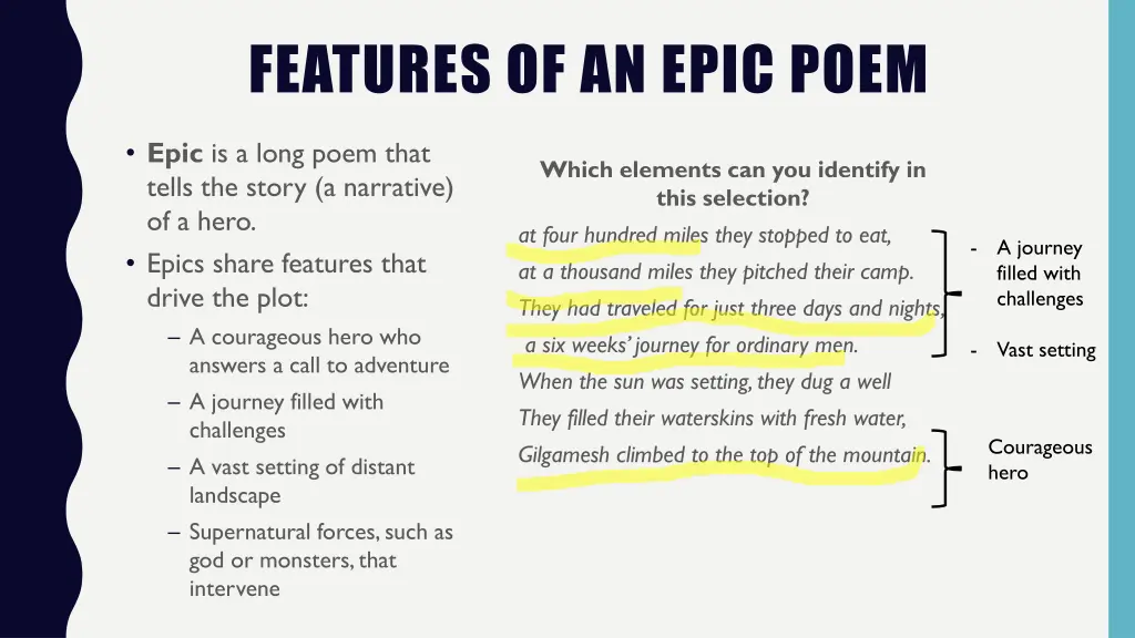 features of an epic poem