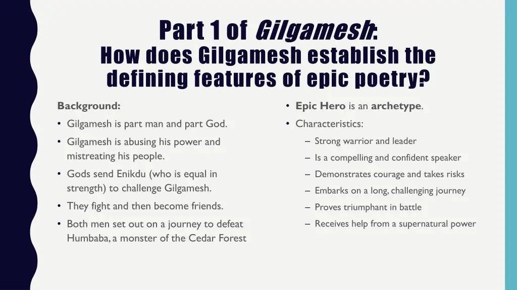 part 1 of gilgamesh how does gilgamesh establish