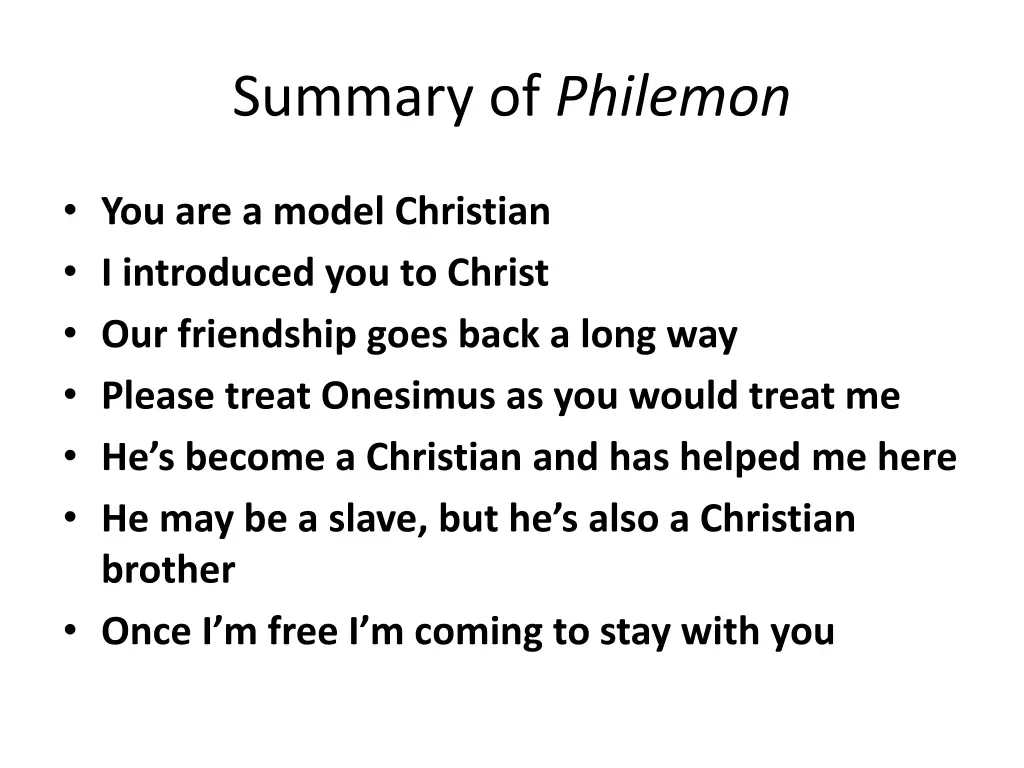 summary of philemon