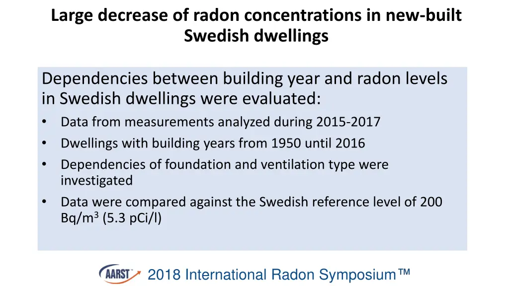 large decrease of radon concentrations 1