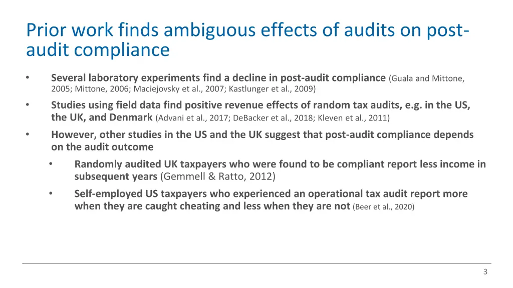 prior work finds ambiguous effects of audits