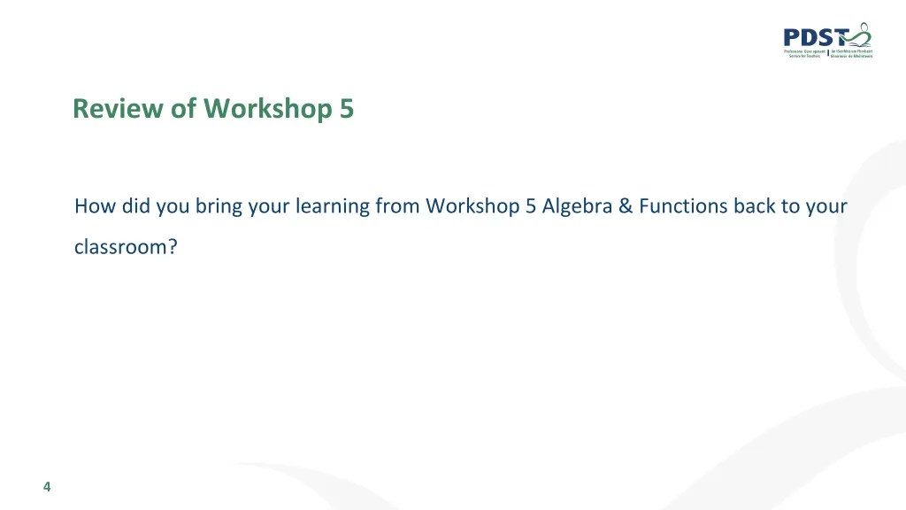 review of workshop 5