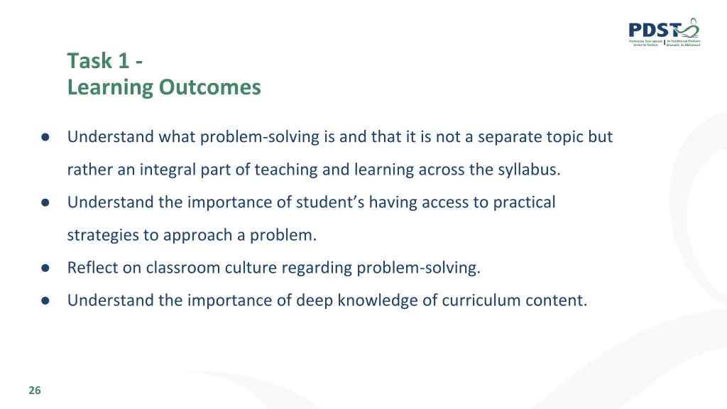 task 1 learning outcomes 1