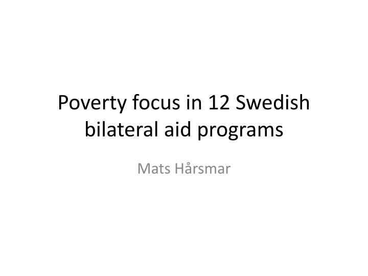 poverty focus in 12 swedish bilateral aid programs