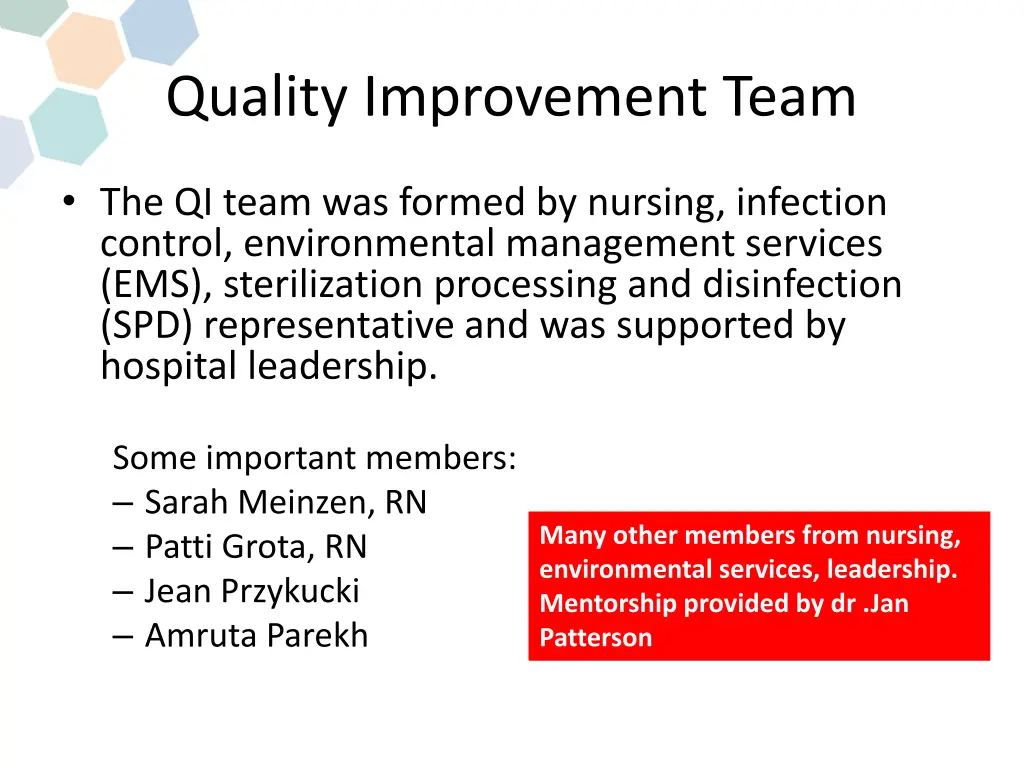 quality improvement team