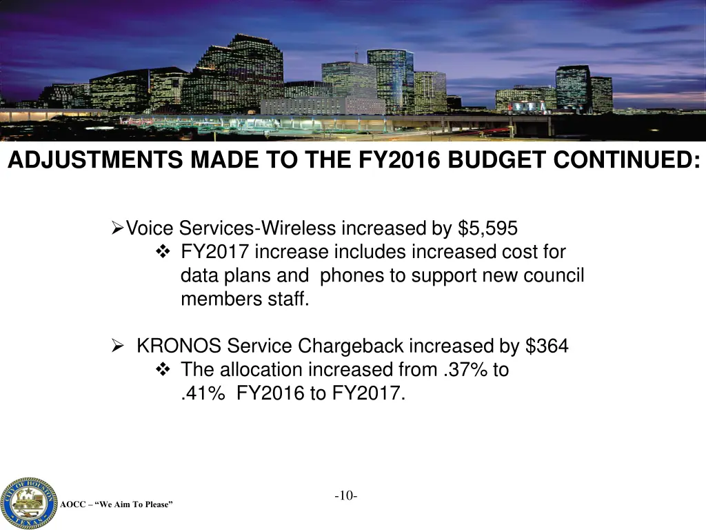 adjustments made to the fy2016 budget continued 3