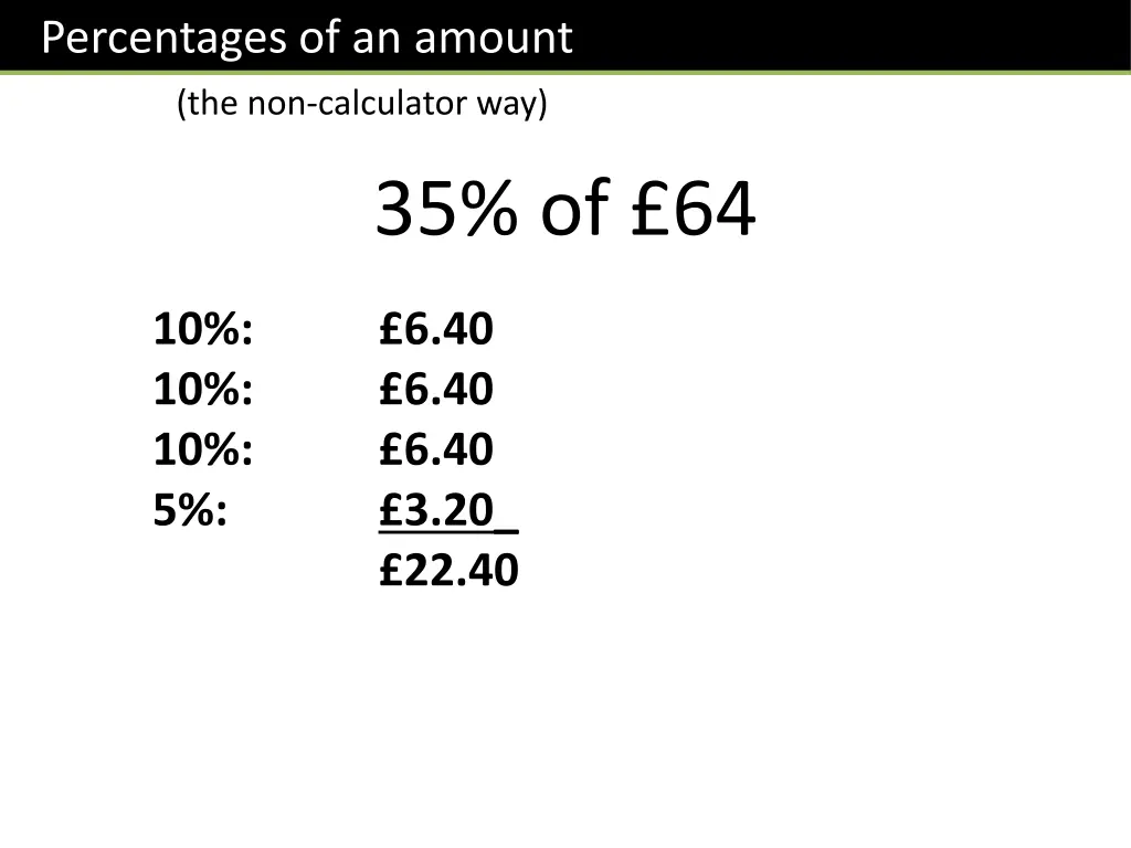 percentages of an amount