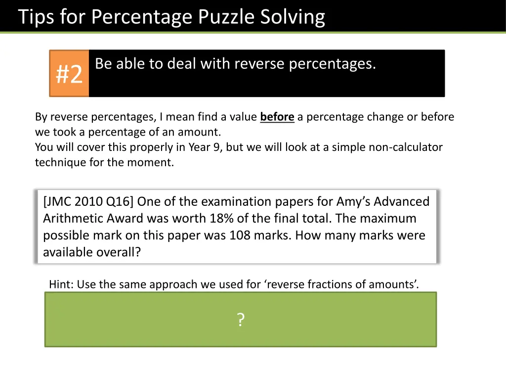 tips for percentage puzzle solving 1