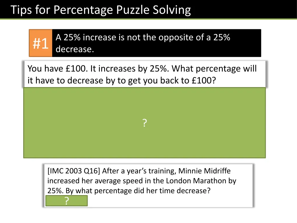 tips for percentage puzzle solving