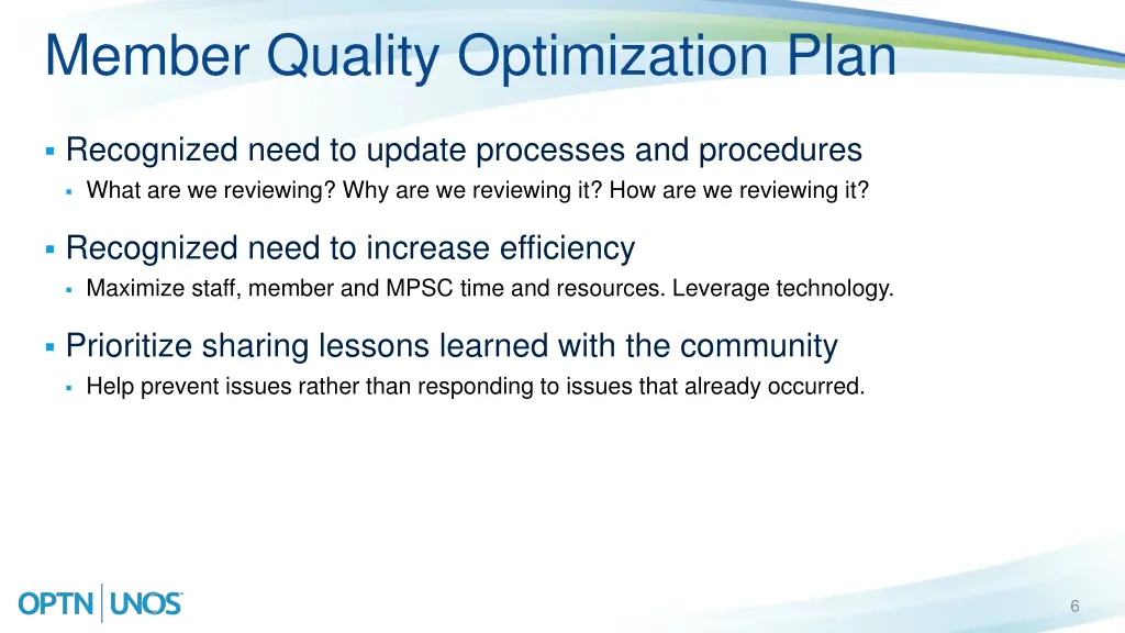 member quality optimization plan