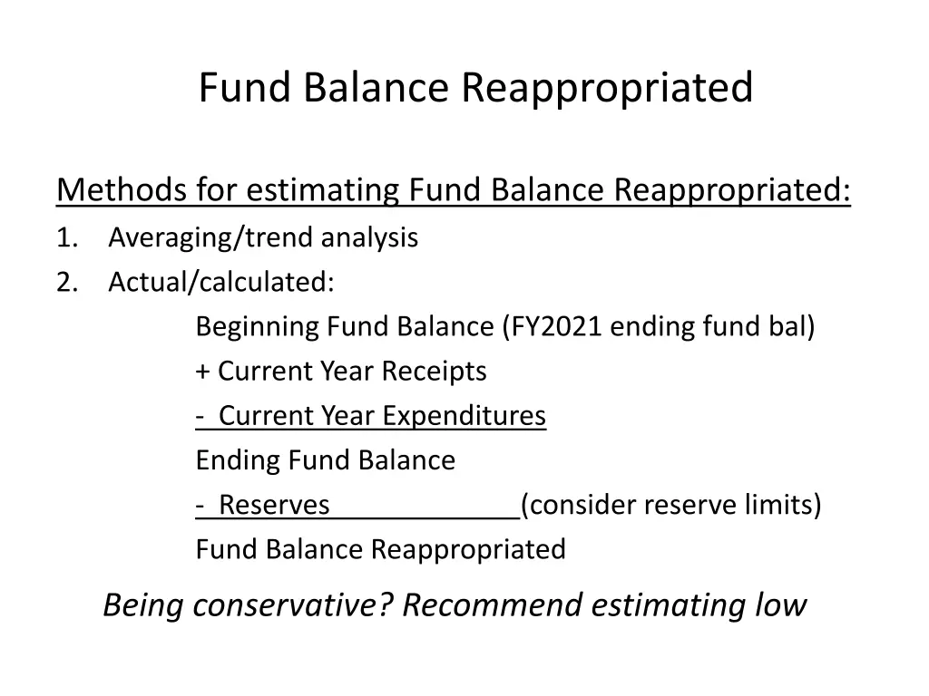 fund balance reappropriated